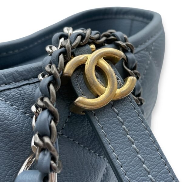 Gabrielle Medium Blue Shoulder Bag in Calfskin/Patent, Gold/Ruthenium/Silver hardware - Image 8