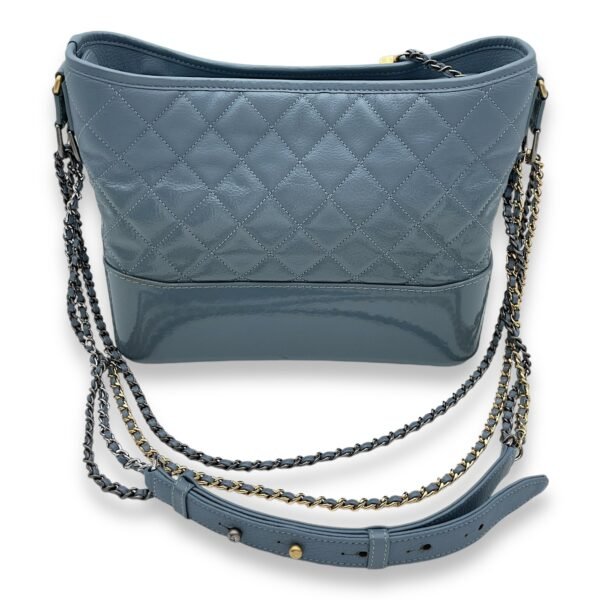 Gabrielle Medium Blue Shoulder Bag in Calfskin/Patent, Gold/Ruthenium/Silver hardware - Image 9