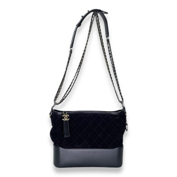 Gabrielle Medium Crossbody bag in Suede leather, Gold Hardware - Image 8