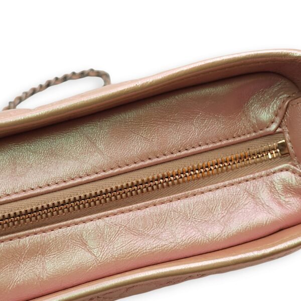 Gabrielle Small Iridescent Pink Shoulder Bag in Calfskin, Gold/Ruthenium/Silver hardware - Image 10