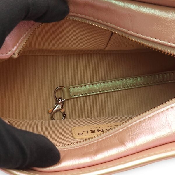 Gabrielle Small Iridescent Pink Shoulder Bag in Calfskin, Gold/Ruthenium/Silver hardware - Image 6