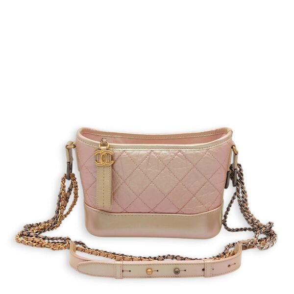 Gabrielle Small Iridescent Pink Shoulder Bag in Calfskin, Gold/Ruthenium/Silver hardware - Image 7