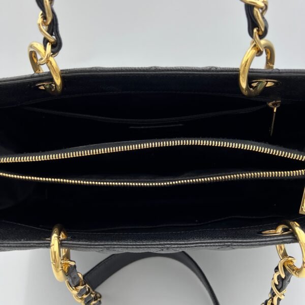 Grand Shopping Black Tote Bag in Caviar Leather, Gold hardware - Image 11