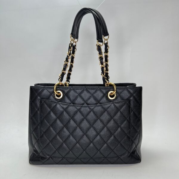 Grand Shopping Black Tote Bag in Caviar Leather, Gold hardware - Image 2