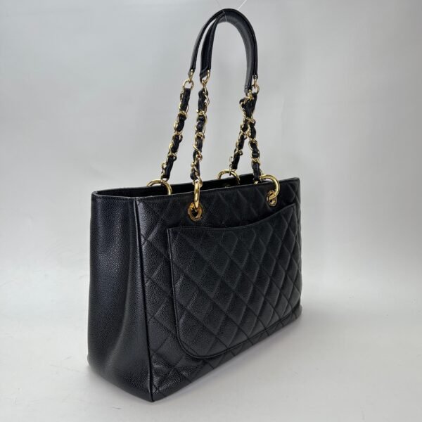 Grand Shopping Black Tote Bag in Caviar Leather, Gold hardware - Image 4