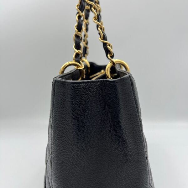 Grand Shopping Black Tote Bag in Caviar Leather, Gold hardware - Image 8