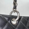 Grand Shopping Black Tote Bag in Caviar Leather, Silver hardware - Image 7