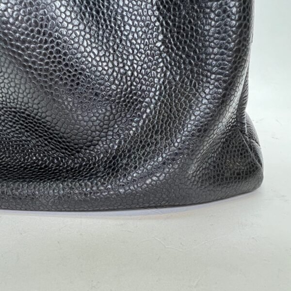 Grand Shopping Black Tote Bag in Caviar Leather, Silver hardware - Image 8