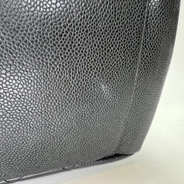Grand Shopping Black Tote Bag in Caviar Leather, Silver hardware - Image 9
