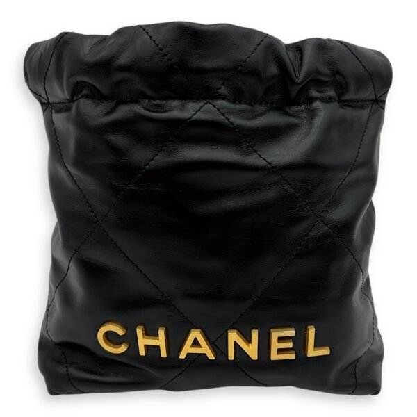 C22 Mini Black Crossbody Bag in Calfskin, Gold hardware