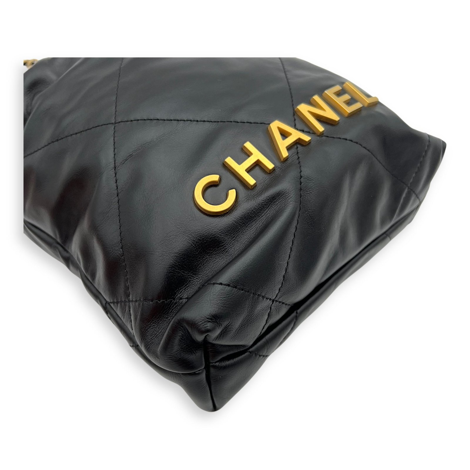 C22 Mini Black Crossbody Bag in Calfskin, Gold hardware - Image 10