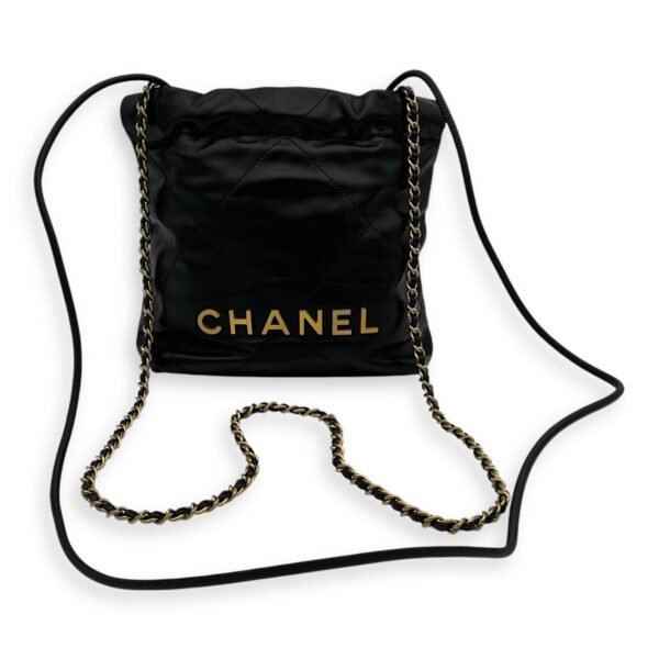 C22 Mini Black Crossbody Bag in Calfskin, Gold hardware - Image 15