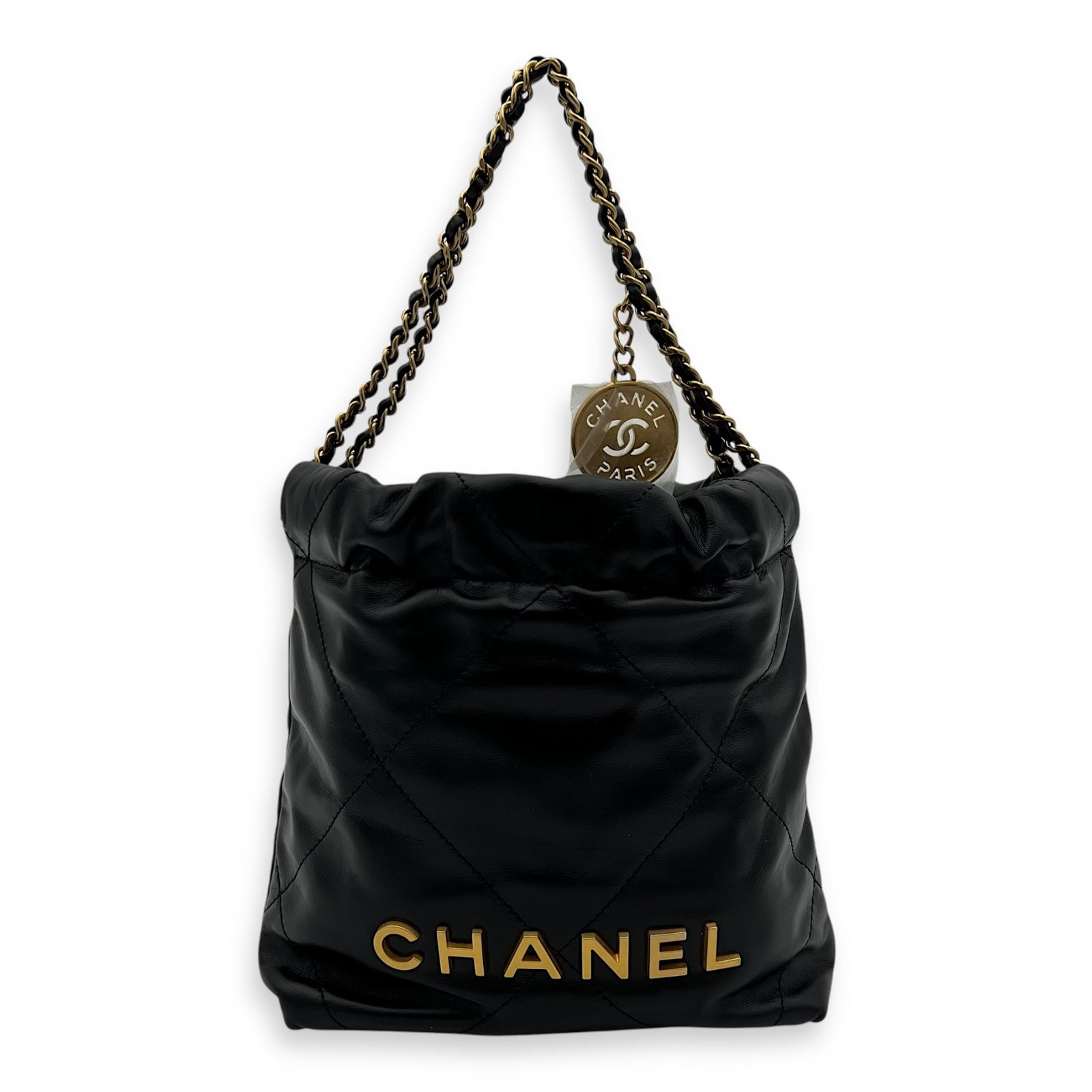 C22 Mini Black Crossbody Bag in Calfskin, Gold hardware - Image 16