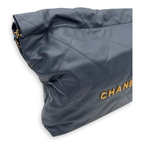 C22 Small Blue Shoulder Bag in Lambskin, Gold hardware - Image 10