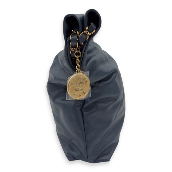 C22 Small Blue Shoulder Bag in Lambskin, Gold hardware - Image 4