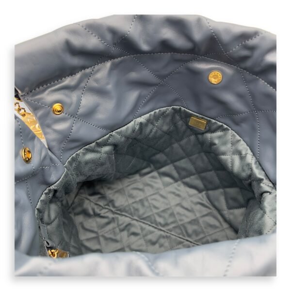 C22 Small Blue Shoulder Bag in Lambskin, Gold hardware - Image 7