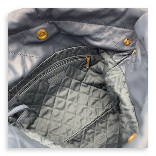 C22 Small Blue Shoulder Bag in Lambskin, Gold hardware - Image 8