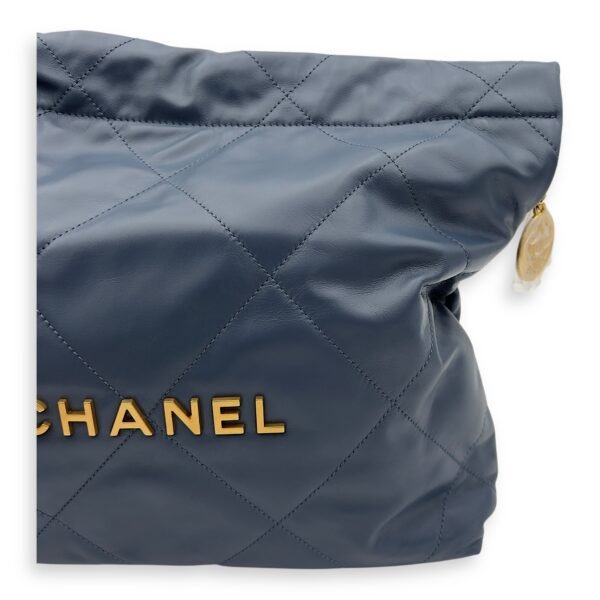 C22 Small Blue Shoulder Bag in Lambskin, Gold hardware - Image 9