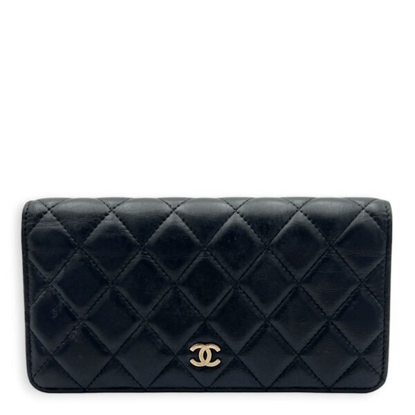 CC Quilted Wallet Black Wallet in Lambskin, Silver hardware