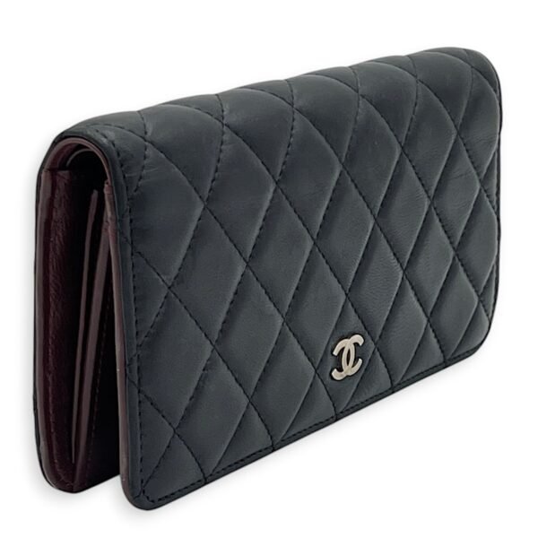 CC Quilted Wallet Black Wallet in Lambskin, Silver hardware - Image 3
