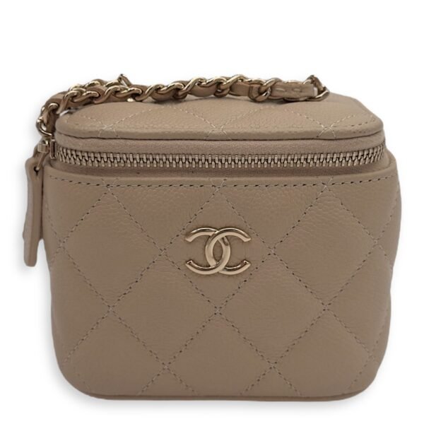 CC Vanity Bag Beige in Caviar Leather, Gold hardware