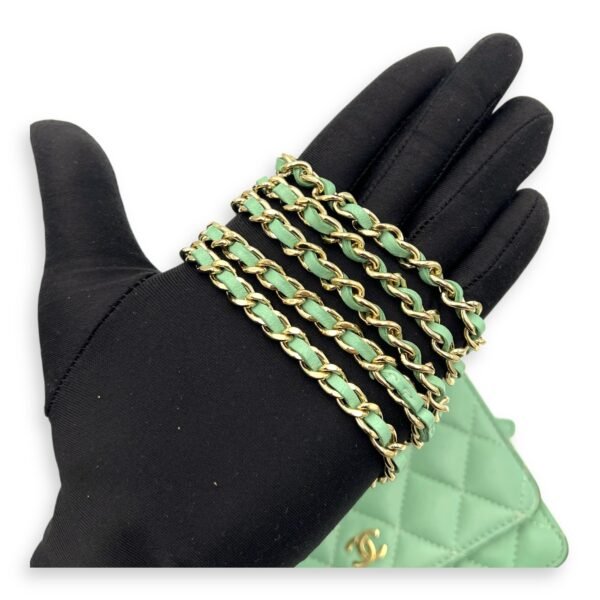 CC Wallet On Chain Green in Lambskin, Gold hardware - Image 29