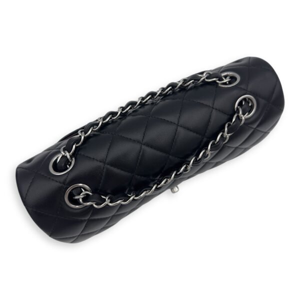 Classic Small Black Shoulder Bag in Lambskin, Silver hardware - Image 10