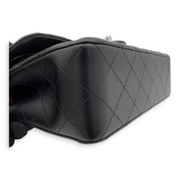 Classic Small Black Shoulder Bag in Lambskin, Silver hardware - Image 11