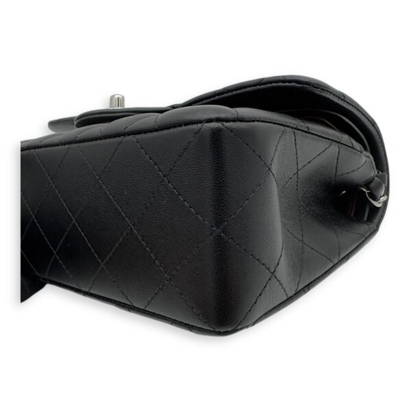 Classic Small Black Shoulder Bag in Lambskin, Silver hardware - Image 12