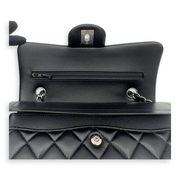 Classic Small Black Shoulder Bag in Lambskin, Silver hardware - Image 13
