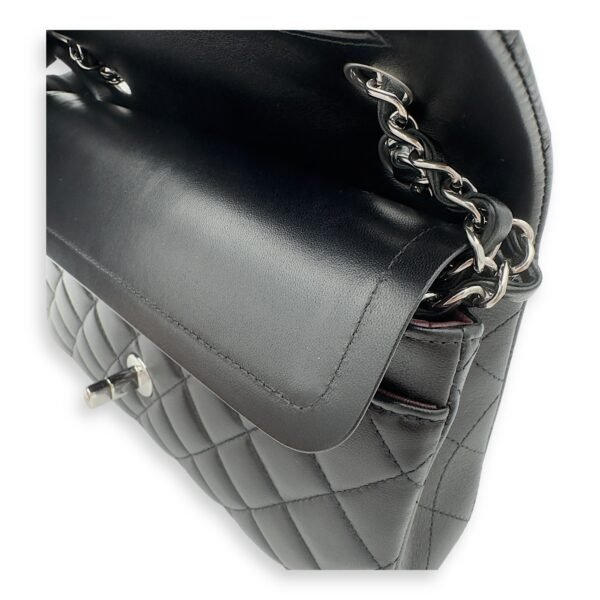 Classic Small Black Shoulder Bag in Lambskin, Silver hardware - Image 15