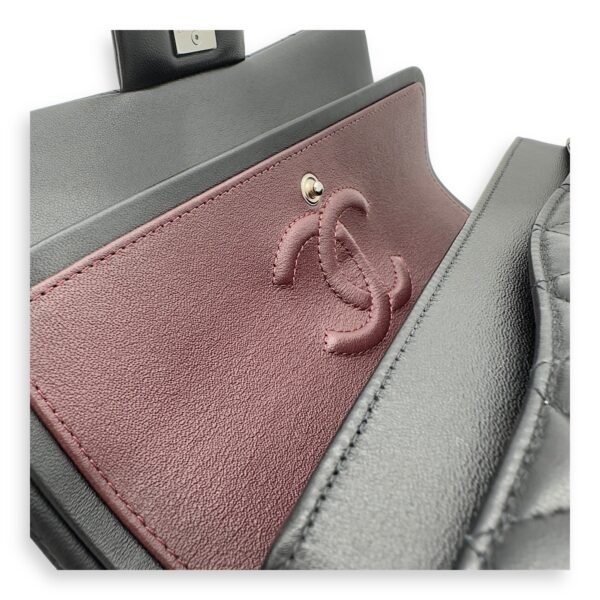Classic Small Black Shoulder Bag in Lambskin, Silver hardware - Image 18