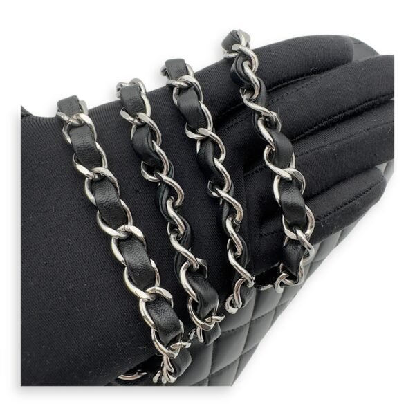 Classic Small Black Shoulder Bag in Lambskin, Silver hardware - Image 21