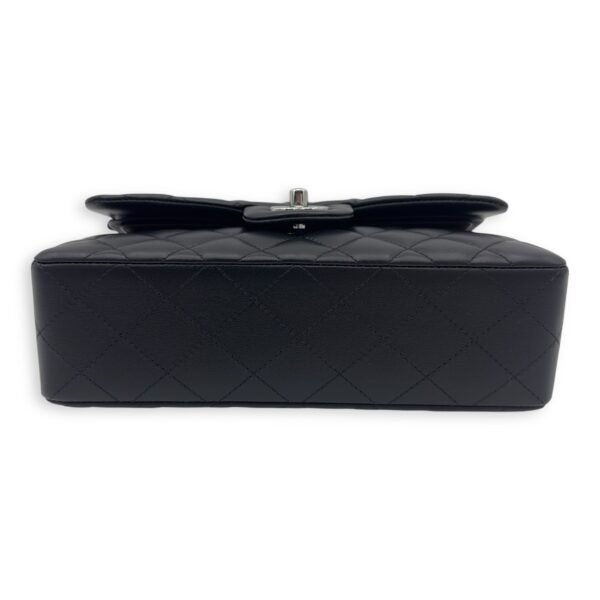 Classic Small Black Shoulder Bag in Lambskin, Silver hardware - Image 5