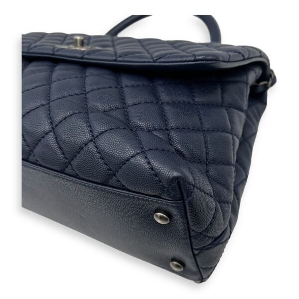 Coco Medium Blue Top Handle Bag in Caviar Leather, Silver hardware - Image 10