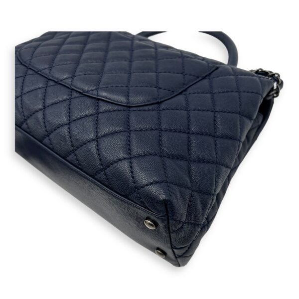 Coco Medium Blue Top Handle Bag in Caviar Leather, Silver hardware - Image 11
