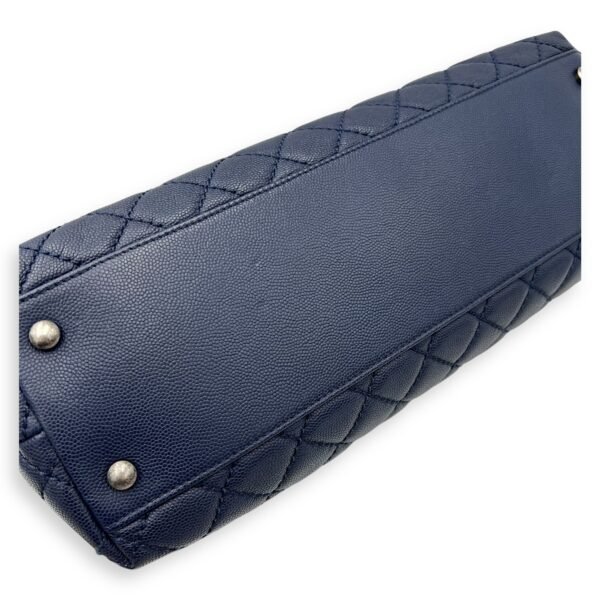 Coco Medium Blue Top Handle Bag in Caviar Leather, Silver hardware - Image 13