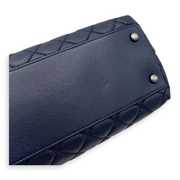 Coco Medium Blue Top Handle Bag in Caviar Leather, Silver hardware - Image 14