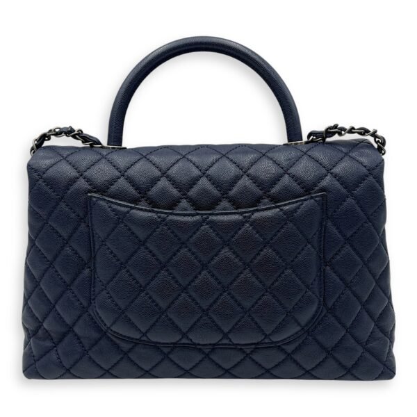 Coco Medium Blue Top Handle Bag in Caviar Leather, Silver hardware - Image 2
