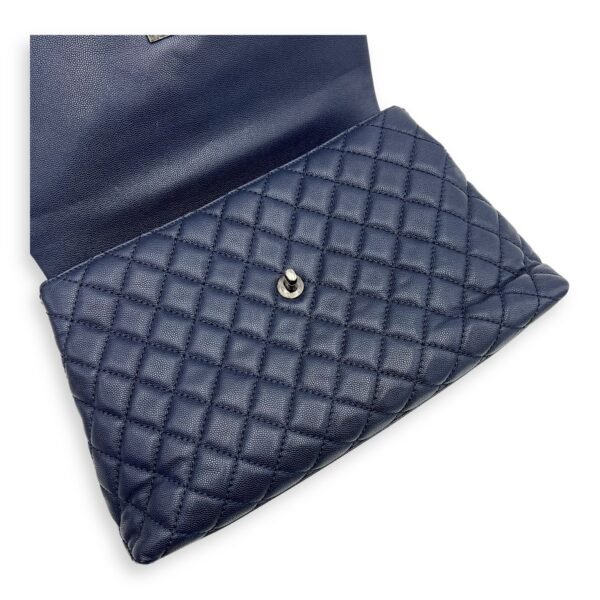 Coco Medium Blue Top Handle Bag in Caviar Leather, Silver hardware - Image 21
