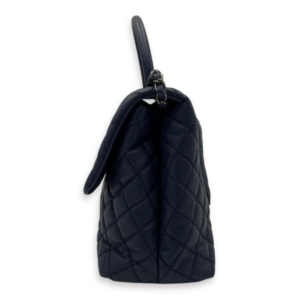 Coco Medium Blue Top Handle Bag in Caviar Leather, Silver hardware - Image 3