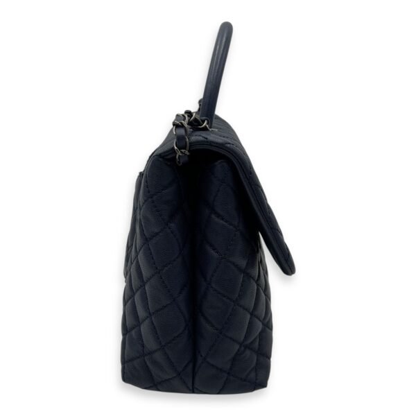 Coco Medium Blue Top Handle Bag in Caviar Leather, Silver hardware - Image 4