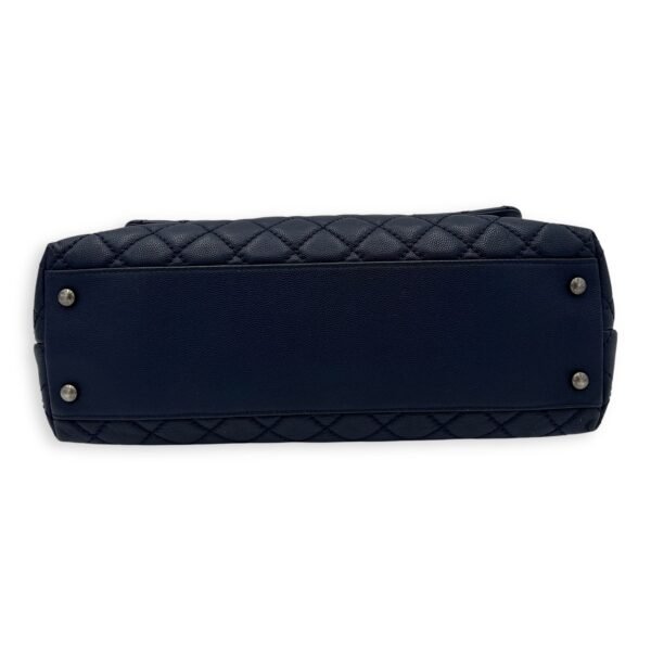 Coco Medium Blue Top Handle Bag in Caviar Leather, Silver hardware - Image 5
