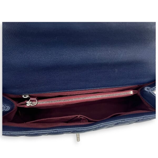 Coco Medium Blue Top Handle Bag in Caviar Leather, Silver hardware - Image 6