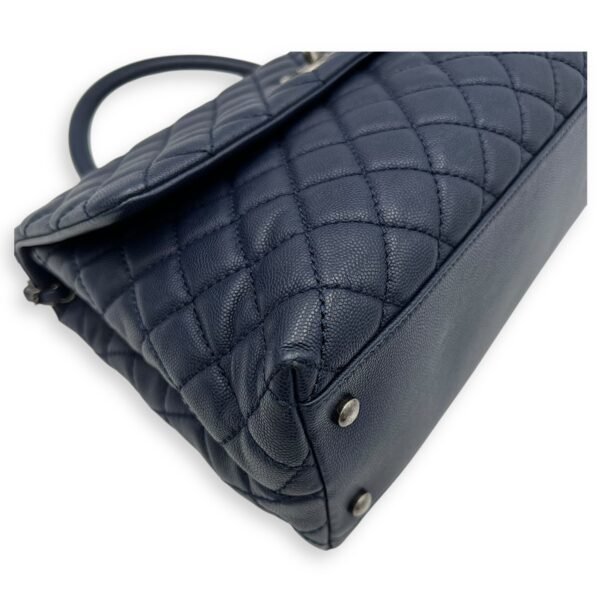 Coco Medium Blue Top Handle Bag in Caviar Leather, Silver hardware - Image 9