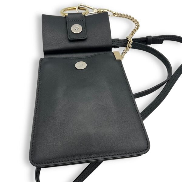 Faye Small Black Crossbody Bag in Calfskin, Gold hardware - Image 10