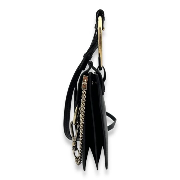 Faye Small Black Crossbody Bag in Calfskin, Gold hardware - Image 3