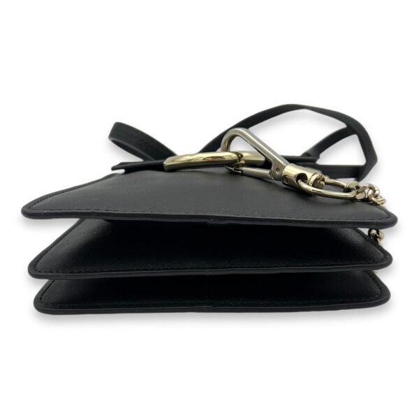Faye Small Black Crossbody Bag in Calfskin, Gold hardware - Image 5