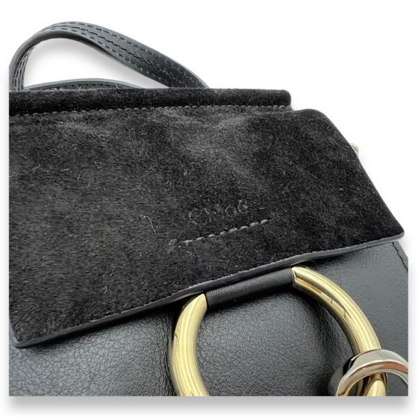 Faye Small Black Crossbody Bag in Calfskin, Gold hardware - Image 6