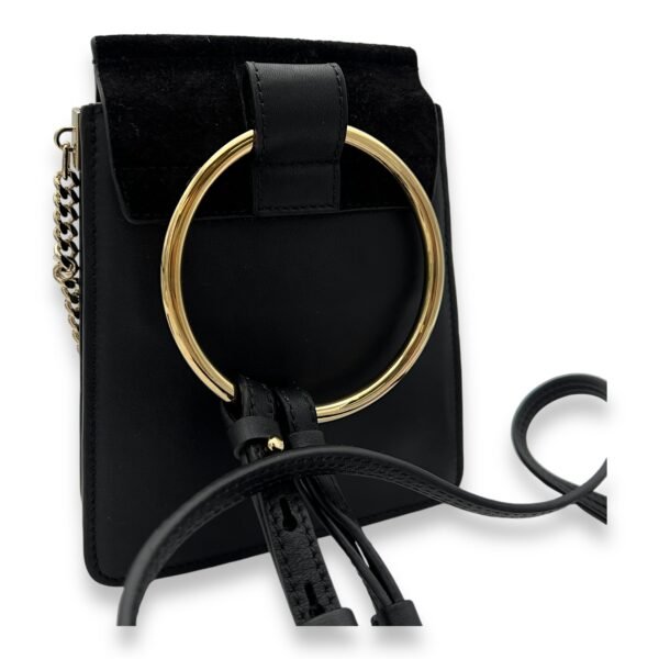 Faye Small Black Crossbody Bag in Calfskin, Gold hardware - Image 8